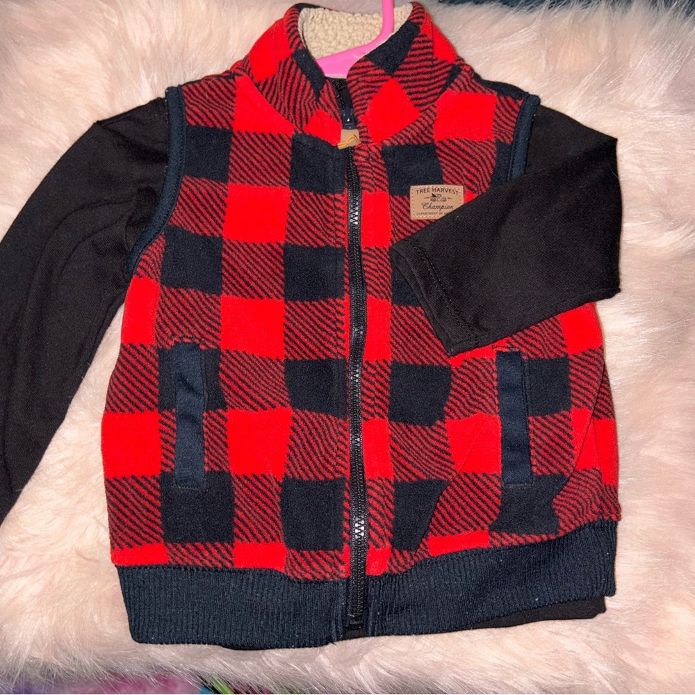 Carter's Red and Black Plaid Vest